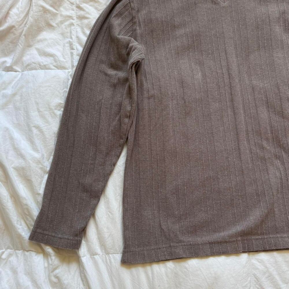 Alfani Vintage y2k 90s brown v neck sweater size L ribbed long sleeve minimalist - Picture 7 of 8